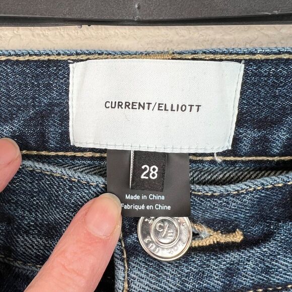 Current Elliott Womens 28 Blue‎ Denim Jeans Frayed Hem Capsule Crop - Picture 10 of 14